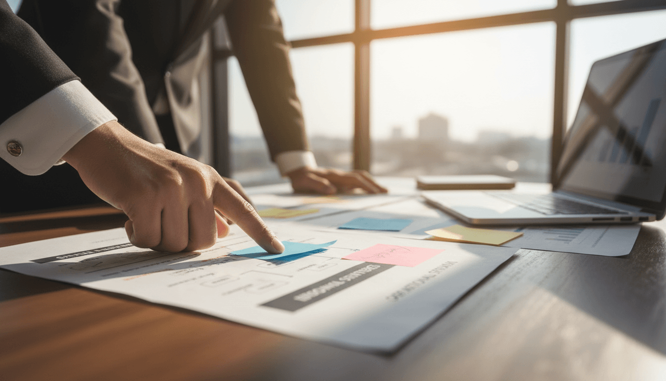 Consultant analyzing strategic planning documents