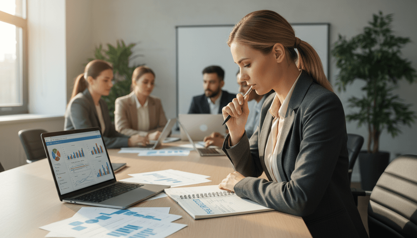 Project manager reviewing consulting deliverables