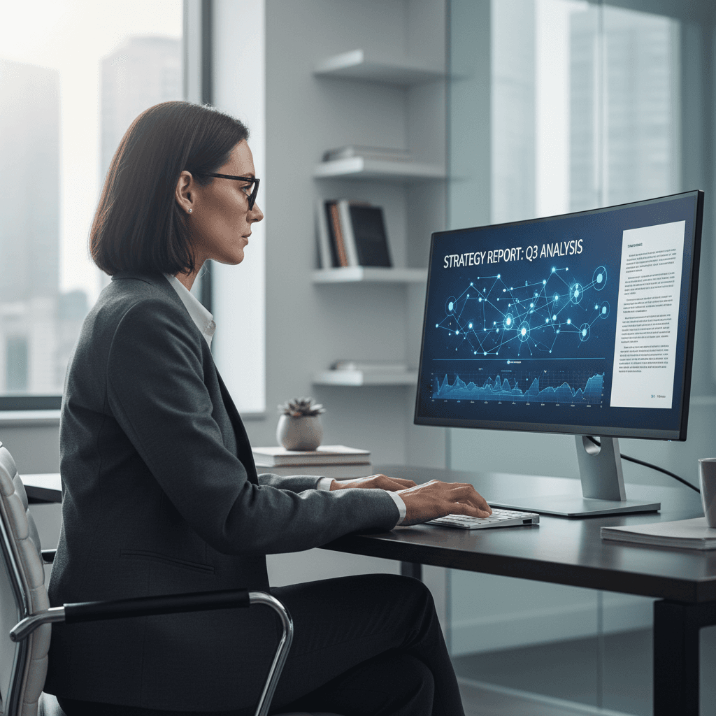 Research and analysis at workstation